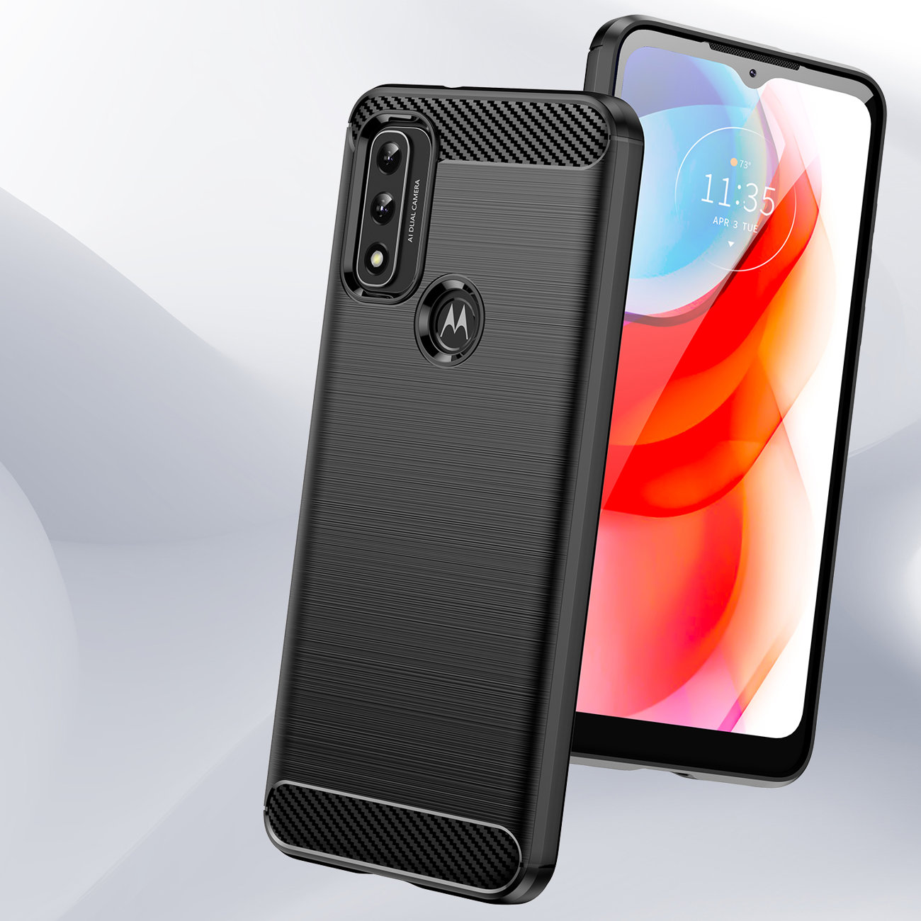 Carbon Shield TPU калъф за Motorola Moto G Play 2023 - Черен