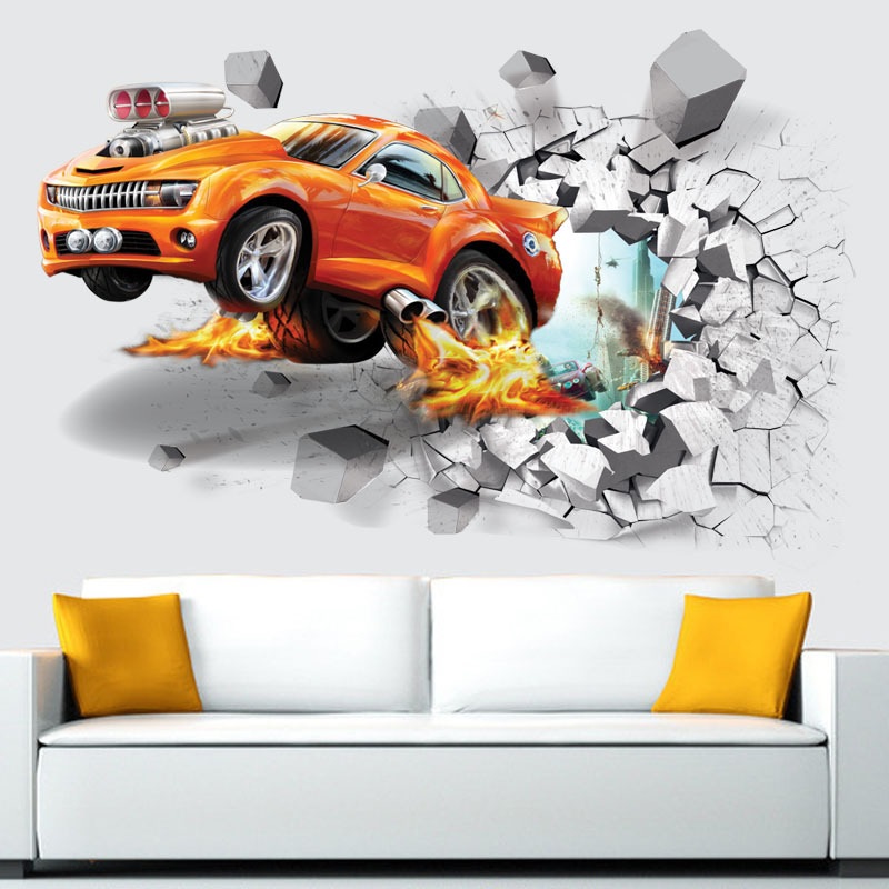 Самозалепяща се стена / Тапет Break Car