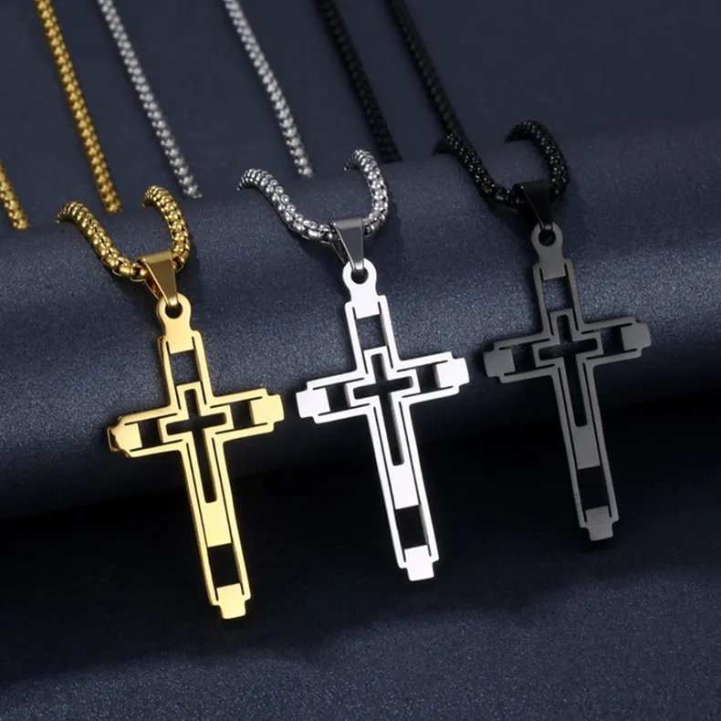 Колие EM-34152 Cross - Черен