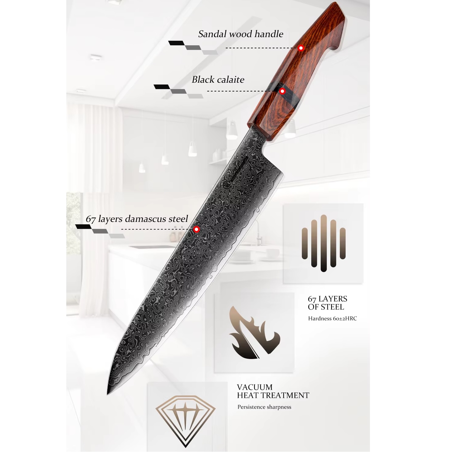 Дамаски кухненски нож KI-35082 - Kiritsuke