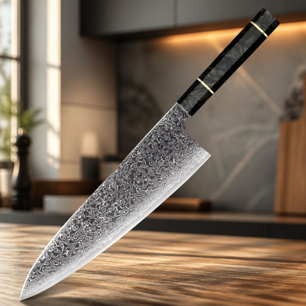 Дамаски кухненски нож TS-37446 - Big Chef/Черен