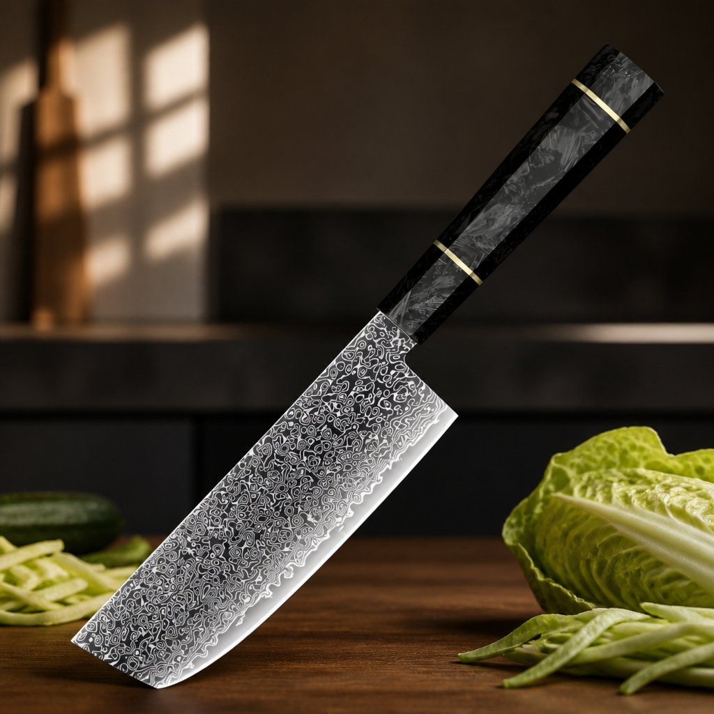 Дамаски кухненски нож TS-37450 - Nakiri/Черен